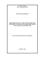 Biện pháp quản lý chất lượng đào tạo ở Trường Cao đẳng Văn hóa nghệ thuật và Du lịch Sài Gòn hiện nay
