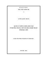 Quản lý chất lượng đào tạo ở trường trung cấp văn hóa nghệ thuật tỉnh bạc liêu 