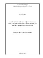 Nghiên cứu diễn biến xâm nhập mặn phía nam đồng bằng sông hồng liên quan đến biến đổi khí hậu phục vụ phát triển nông nghiệp 