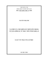 Vai trò của viện kiểm sát nhân dân trong tố tụng hình sự từ thực tiễn tỉnh nghệ an ( Luận văn thạc sĩ)