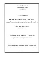 Kiểm soát chất lượng kiểm toán tại đoàn kiểm toán nhà nước chuyên ngành 