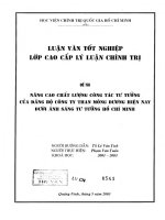 NÂNG CAO CHẤT LƯỢNG CÔNG TÁC TƯ TƯỞNG CỦA ĐẢNG BỘ CÔNG TY THAN MÔNG DƯƠNG HIỆN NAY DƯỚI ÁNH SÁNG TƯ TƯỞNG HỒ CHÍ MINH