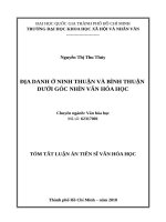 Địa danh ở ninh thuận và bình thuận dưới góc nhìn văn hóa học