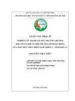 Nghiên cứu đánh giá mức độ tổn thương đối với xã hội và môi trường do hoạt động của nhà máy thủy điện nậm chiến 2 tỉnh sơn la 