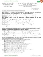 Đề thi thử môn Tiếng Anh THPT Chuyên Nguyễn Quang Diêu lần 4 – 2018