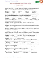 GIẢI CHI TIẾT đề thi thử môn Anh THPT Quốc gia 2018 – Đề số 61