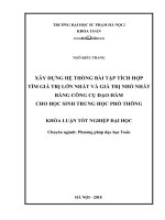 Xây dựng hệ thống bài tập tích hợp tìm giá trị lớn nhất và giá trị nhỏ nhất bằng công cụ đạo hàm cho học sinh trung học phổ thông (2018)