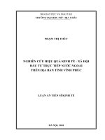 NGHIÊN cứu HIỆU QUẢ KINH tế   xã hội đầu tư TRỰC TIẾP nước NGOÀI TRÊN địa bàn TỈNH VĨNH PHÚC