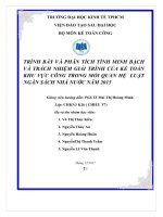 Trình bày và phân tích TÍNH MINH BẠCH VÀ TRÁCH NHIỆM GIẢI TRÌNH CỦA KẾ TOÁN KHU VỰC CÔNG trong mối quan hệ với luật NSNN