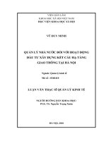 Quản lý nhà nước đối với hoạt động đầu tư xây dựng kết cấu hạ tầng giao thông tại Hà Nội