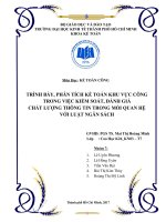 TRÌNH BÀY, PHÂN TÍCH KẾ TOÁN KHU VỰC CÔNG TRONG VIỆC KIỂM SOÁT, ĐÁNH GIÁ  CHẤT LƯỢNG THÔNG TIN TRONG MỐI QUAN HỆ VỚI LUẬT NGÂN SÁCH