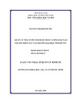 Quản lý Nhà nước đảm bảo chất lượng đào tạo nguồn nhân lực tại trường đại học Thành Tây