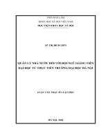 Quản lý nhà nước đối với đội ngũ giảng viên đại học từ thực tiễn Trường Đại học Hà Nội( Luận văn thạc sĩ)