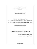 Quản lý vốn đầu tư dự án khai quật khảo cổ từ ngân sách nhà nước tại viện hàn lâm khoa học xã hội việt nam 