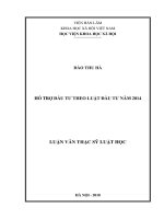 Hỗ trợ đầu tư theo luật đầu tư năm 2014 ( Luận văn thạc sĩ)