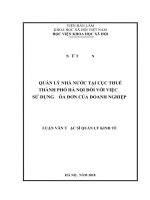 Quản lý nhà nước tại cục thuế thành phố hà nội đối với việc sử dụng hóa đơn của doanh nghiệp  