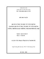 Quản lý dự án đầu tư xây dựng tại Ban quản lý dự án đầu tư xây dựng công trình giao thông Thành phố Hà Nội