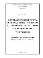 Điều tra lượng chất thải và mức độ gây ô nhiễm môi trường tại một số cơ sở chăn nuôi lợn ở huyện kiến xương tỉnh thái bình (2018) 