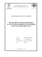 Developing human resoures in state management on tourism in quang binh province 