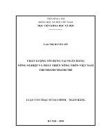 Chất lượng tín dụng tại ngân hàng nông nghiệp và phát triển nông thôn việt nam – chi nhánh thanh trì ( Luận văn thạc sĩ)