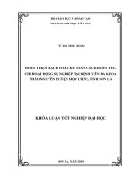 Hoàn thiện hạch toán kế toán các khoản thu, chi hoạt động sự nghiệp tại bệnh viện đa khoa thảo nguyên huyện mộc châu, tỉnh sơn la