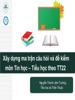 Xây dựng ma trận câu hỏi và đề kiểm môn tin học theo thông tư 22