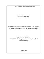 Quá trình củng cố và bảo vệ độc lập dân tộc của cộng hòa ấn độ từ năm 1991 đến năm 2015 