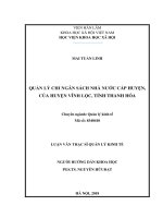 Quản lý chi ngân sách nhà nước cấp huyện, của huyện vĩnh lộc, tỉnh thanh hóa 