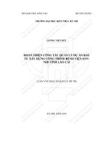 Hoàn thiện công tác quản lý dự án đầu tư xây dựng công trình bệnh viên sản   nhi tỉnh lào cai (tt) 