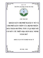 Khảo sát chi phí ngoài y tế và chi phí gián tiếp của bệnh nhân đái tháo đường typ 2 tại một số cơ sở y tế trên địa bàn bắc ninh năm 2017 