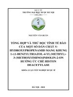 Tổng hợp và thử độc tính tế bào của một số dẫn chất n hydroxypropenamid mang khung 1 ((1 benzyltriazol 4 YL)Methyl) 3 (methoxyimino)indolin 2 on hướng ức chế histon deacetylase 