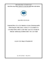 Ảnh hưởng của các phong cách lãnh đạo đến tình trạng thể chất , tâm lý và xã hội của cán bộ công chức làm việc tại các cơ quan thuộc UBND quận bình thủy TP  cần thơ 