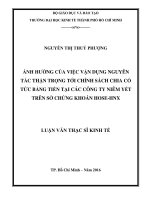 Ảnh hưởng của việc vận dụng nguyên tắc thận trọng tới chính sách chia cổ tức bằng tiền tại các công ty niêm yết trên sở chứng khoán HOSE   HNX 