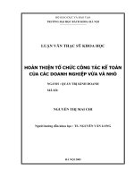 Hoàn thiện tổ chức công tác kế toán của các doanh nghiệp vừa và nhỏ 