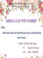 powerpoint bài khóa luận tốt nghiệp hoàn thiện chính sách marketing tại công ty cổ phần thể thao Tuyết Nhung