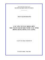 Các yếu tố tác động đến thu ngân sách nhà nước các tỉnh đồng bằng sông cửu long 