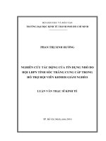 Nghiên cứu tác động của tín dụng nhỏ do hội liên hiệp phụ nữ tỉnh sóc trăng cung cấp trong hỗ trợ hội viên khmer giảm nghèo 