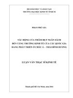 Tác động của thâm hụt ngân sách đến tăng trưởng kinh tế của các quốc gia đang phát triển ở châu á   thái bình dương 