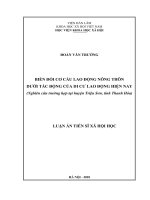 Biến đổi cơ cấu lao động nông thôn dưới tác động của di cư lao động hiện nay (nghiên cứu trường hợp tại huyện triệu sơn, tỉnh thanh hóa)