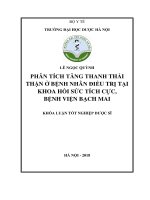 Phân tích tăng thanh thải thận ở bệnh nhân điều trị tại khoa hồi sức tích cực, bệnh viện bạch mai 
