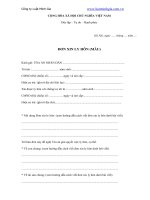 Mẫu đơn xin ly hôn mới nhất