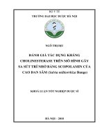 Đánh giá tác dụng kháng cholinesterase trên mô hình gây sa sút trí nhớ bằng scopolamin của cao đan sâm (salvia miltiorrhiza bunge) 