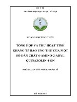 Tổng hợp và thử hoạt tính kháng tế bào ung thư của một số dẫn chất 6 amino 2 aryl quinazolin 4 on 