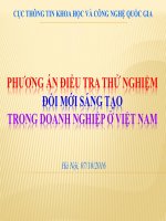 PHƯƠNG ÁN ĐIỀU TRA THỬ NGHIỆM ĐỔI MỚI SÁNG TẠO TRONG DOANH NGHIỆP Ở VIỆT NAM