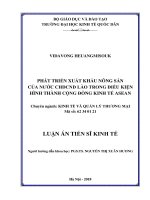 Phát triển xuất khẩu nông sản của nước CHDCND lào trong điều kiện hình thành cộng đồng kinh tế asean  