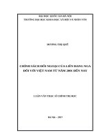 CHÍNH SÁCH ĐỐI NGOẠI CỦA LIÊN BANG NGA ĐỐI VỚI VIỆT NAM TỪ NĂM 2001 ĐẾN NAY