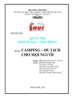 Bài Tiểu Luận: QUẢN TRỊ KHÁCH SẠN – NHÀ HÀNG Đề Tài: CAMPING – DU LỊCH CHO MỌI NGƯỜI