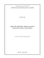 MỘT SỐ PHƯƠNG PHÁP CƠ BẢN GIẢI BÀI TOÁN CÂN BẰNG