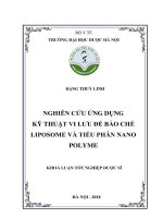 Nghiên cứu ứng dụng kỹ thuật vi lưu để bào chế liposome và tiểu phân nano polyme 