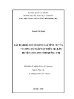 XÁC ĐỊNH BỘ CHỈ SỐ ĐÁNH GIÁ TÍNH DỄ TỔN THƯƠNG DO NGẬP LỤT TRÊN ĐỊA BÀN HUYỆN GIO LINH TỈNH QUẢNG TRỊ